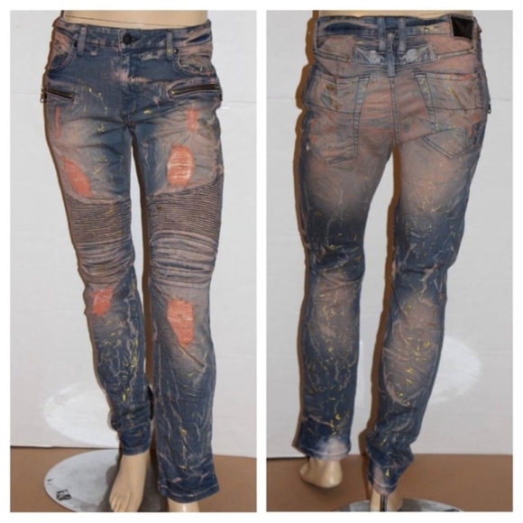 NEW ROBINS JEANS Biker Slim Jeans SZ 38 - Picture 1 of 8